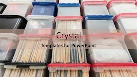  Presentation with storage file - Colorful presentation theme enhanced with storage boxes with folders binder backdrop and a coral colored foreground