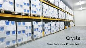  Presentation with warehouse - Theme having storage building - interior of a warehouse background and a light gray colored foreground