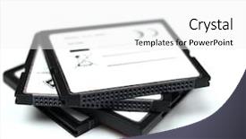  Presentation with memory storage devices - Amazing PPT theme having storage devices - pile of generic compact flash backdrop and a white colored foreground