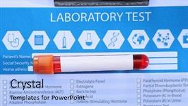  Presentation with sample - Amazing PPT layouts having storage disease - blood sample on medical report backdrop and a light blue colored foreground