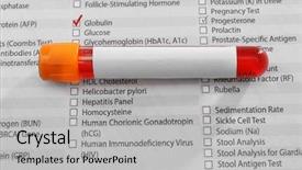  Presentation with blood - Colorful slide deck enhanced with storage disease - blood sample on medical report backdrop and a light gray colored foreground