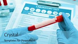 Presentation with blood - Beautiful theme featuring storage disease - blood samples and doctor hands backdrop and a light blue colored foreground