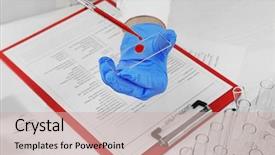  Presentation with slides - Audience pleasing theme consisting of storage disease - doctor hands with glass pipette backdrop and a soft green colored foreground