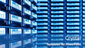  Presentation with storage - PPT theme enhanced with storage-facility-with-tapes background and a ocean colored foreground