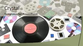  Presentation with old way new way - Slides with storage medium on white background background and a soft green colored foreground