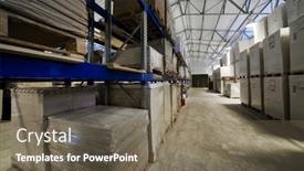  Presentation with storage - Audience pleasing PPT layouts consisting of storage of goods in a modern warehouse backdrop and a gray colored foreground