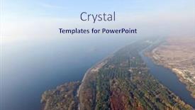  Presentation with hydroelectric - Audience pleasing theme consisting of storage pool of hydroelectric station dnepr river drone image near kiev backdrop and a sky blue colored foreground