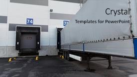  Presentation with loading - Amazing slide deck having storage shipment transportation and loading backdrop and a light gray colored foreground