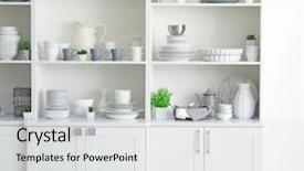  Presentation with petroleum storage tanks - Slide deck consisting of storage stand with ceramic dishware background and a white colored foreground