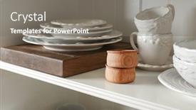  Presentation with tableware - Colorful presentation theme enhanced with storage stand with tableware indoors backdrop and a gray colored foreground