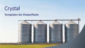  Presentation with tank farm - Beautiful PPT layouts featuring storage tank - four farm grain silos backdrop and a sky blue colored foreground