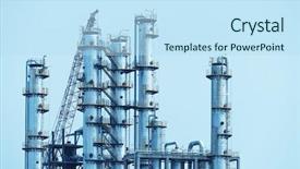 Presentation with tank - Cool new PPT theme with storage tank - gas processing factory backdrop and a sky blue colored foreground