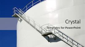  Presentation with storage tank - Theme consisting of storage tank - white industrial oil container background and a light gray colored foreground