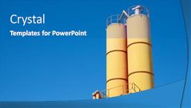  Presentation with manufacturing plant - Slide deck featuring storage-tanks-in-an-aggregates background and a teal colored foreground