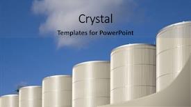  Presentation with storage tank - Beautiful PPT theme featuring storage tanks backdrop and a teal colored foreground