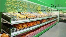  Presentation with citrus - Slides featuring department store - shelf with citrus fruits tm's background and a seafoam green colored foreground