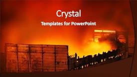  Presentation with building fire - PPT layouts enhanced with store at night building background and a dark gray colored foreground