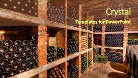  Presentation with cellar - Slides with store atmosphere - stacked up wine bottles background and a tawny brown colored foreground