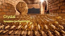  Presentation with cellar - Presentation featuring store atmosphere - stacked up wine bottles background and a  colored foreground