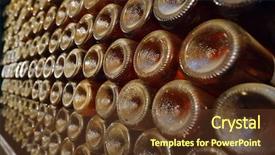  Presentation with wine store - Cool new PPT layouts with store atmosphere - stacked up wine bottles backdrop and a  colored foreground