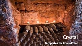  Presentation with cellar - Audience pleasing PPT layouts consisting of store atmosphere - stacked up wine bottles backdrop and a  colored foreground