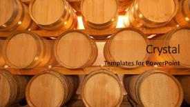  Presentation with wine store - Audience pleasing slides consisting of store atmosphere - wine barrels in old wine backdrop and a gold colored foreground