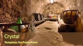  Presentation with wine store - PPT theme having store atmosphere - wine cave background and a tawny brown colored foreground