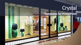 Presentation with clothes shop - Presentation theme featuring showcase - fashion clothes shop storefront background and a tawny brown colored foreground
