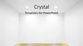  Presentation with blank - Slides having shiny floor - spot light and blank wall background and a light gray colored foreground