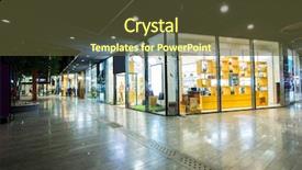  Presentation with mall - Theme having store displays - storefront in shopping mall background and a tawny brown colored foreground