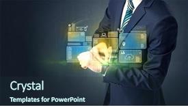  Presentation with data mining data minig concept - Slide set with store database - businessman wearing smartwatch with data background and a tawny brown colored foreground