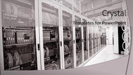  Presentation with server room - Slides featuring store database - modern empty server room background and a light gray colored foreground