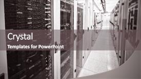  Presentation with client server model - Cool new PPT theme with store database - modern empty server room backdrop and a dark gray colored foreground