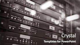  Presentation with client server model - Colorful PPT layouts enhanced with store database - modern empty server room backdrop and a dark gray colored foreground