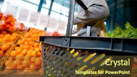  Presentation with fresh fruits vegetables - PPT theme featuring fresh food grocery - detail of a man shopping background and a tawny brown colored foreground