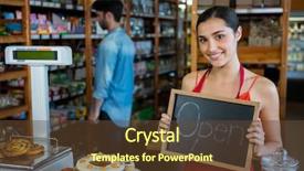  Presentation with signboard - Beautiful presentation design featuring store signs - portrait of woman holding open backdrop and a tawny brown colored foreground