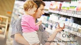 Presentation with father - Slide set featuring milk produce - shopping father man and little background and a soft green colored foreground