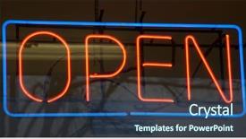  Presentation with blue neon - Colorful PPT theme enhanced with red and blue lit neon backdrop and a ocean colored foreground