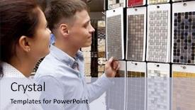  Presentation with home improvement - Colorful slide set enhanced with store in home improvement warehouse backdrop and a light blue colored foreground