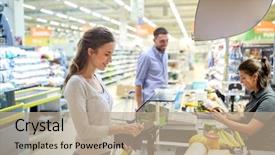  Presentation with consumerism - Cool new theme with store or supermarket cash register backdrop and a coral colored foreground