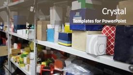  Presentation with warehouse - Slide deck enhanced with store room - image of shelves background and a  colored foreground