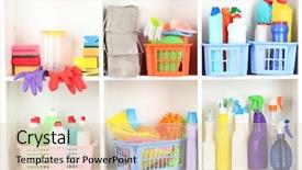  Presentation with pantry - Audience pleasing PPT layouts consisting of store room - shelves in pantry with cleaners backdrop and a lemonade colored foreground