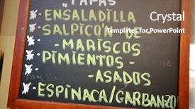  Presentation with restaurant menu - Presentation featuring store signs - foreground of a poster background and a tawny brown colored foreground