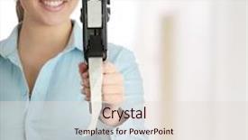  Presentation with worker - Theme enhanced with store signs - young beautiful caucasian woman worker background and a lemonade colored foreground