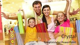  Presentation with family shopping - PPT theme having store with plenty of shopping background and a yellow colored foreground