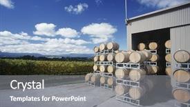  Presentation with barrels - Beautiful presentation featuring stored in barrels at wineyard backdrop and a  colored foreground