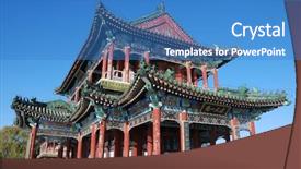  Presentation with china - Presentation featuring storeyed pavilion in summer palace beijing china background and a teal colored foreground