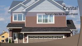  Presentation with brown and white - Amazing PPT theme having storied white-brown brick cottage backdrop and a light blue colored foreground