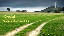  Presentation with storm - Presentation theme featuring storm approaches a wind farm background and a  colored foreground