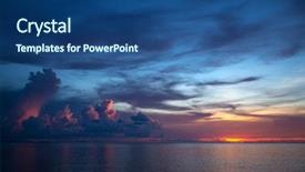  Presentation with storm clouds - PPT theme with storm clouds at the sun background and a ocean colored foreground